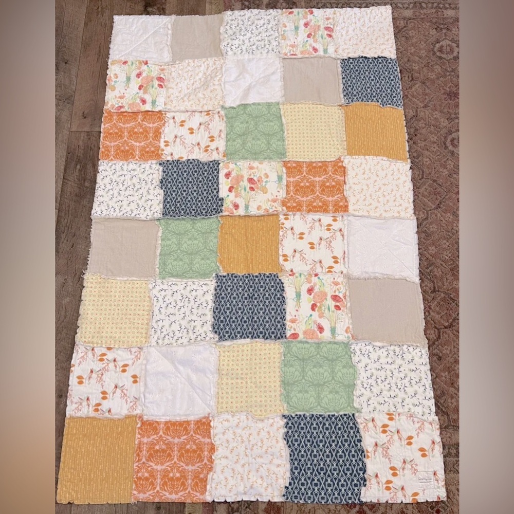 Handmade Colorful Toddler Quilt, 68”x43.5” New